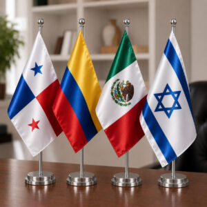 Set de banderas sublimadas de escritorio de Panamá, Colombia, México e Israel